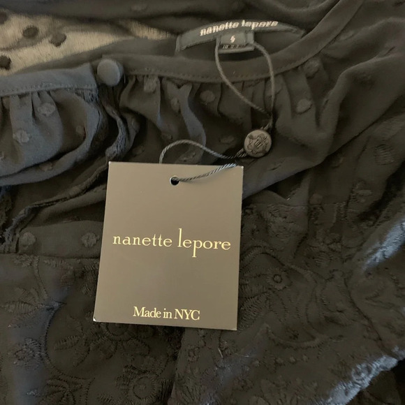 Nanette Lepore Womens Black Balance Lace Blouse Small - Picture 9 of 9